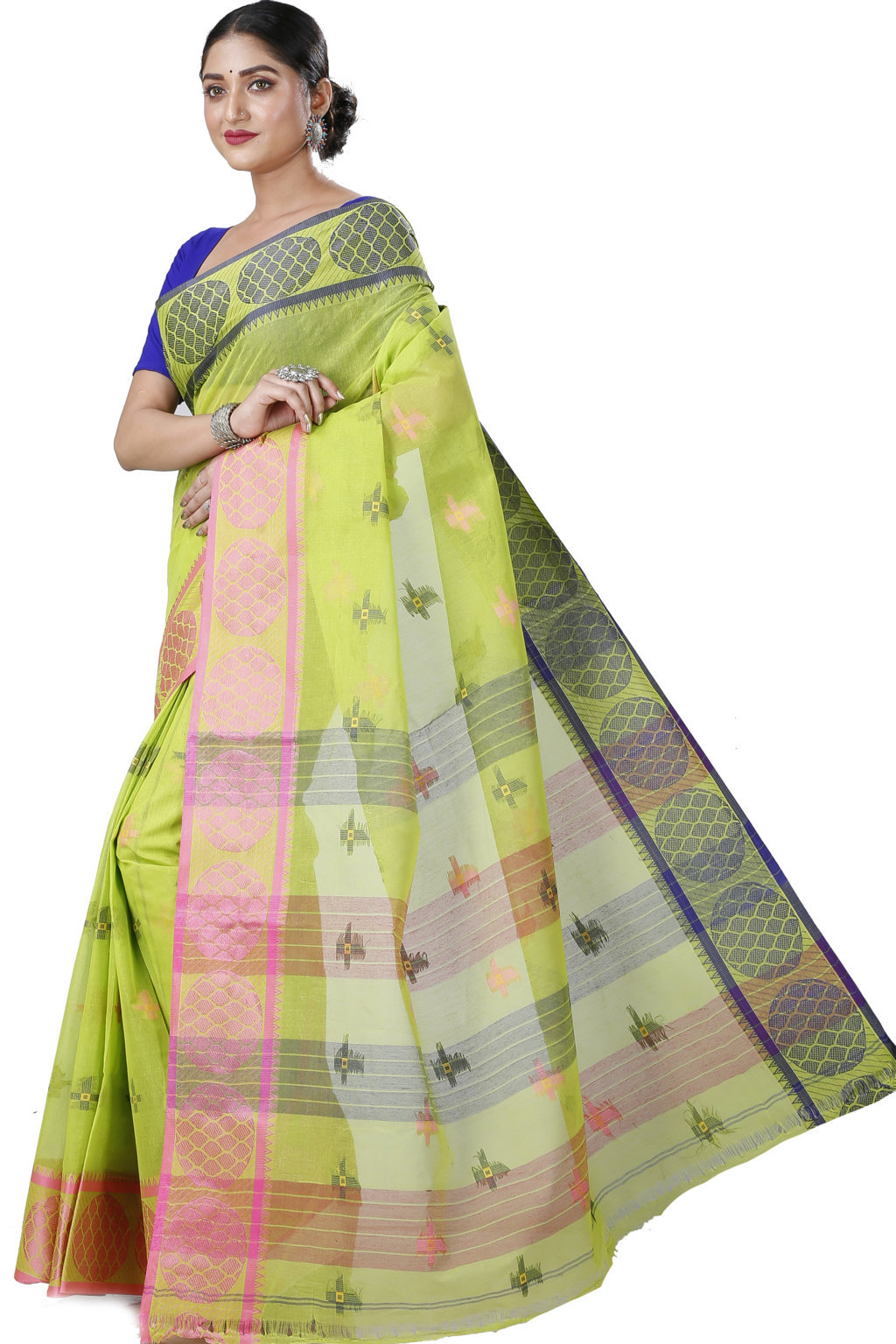 Green Pure Cotton Ananda Tant Saree (1077)